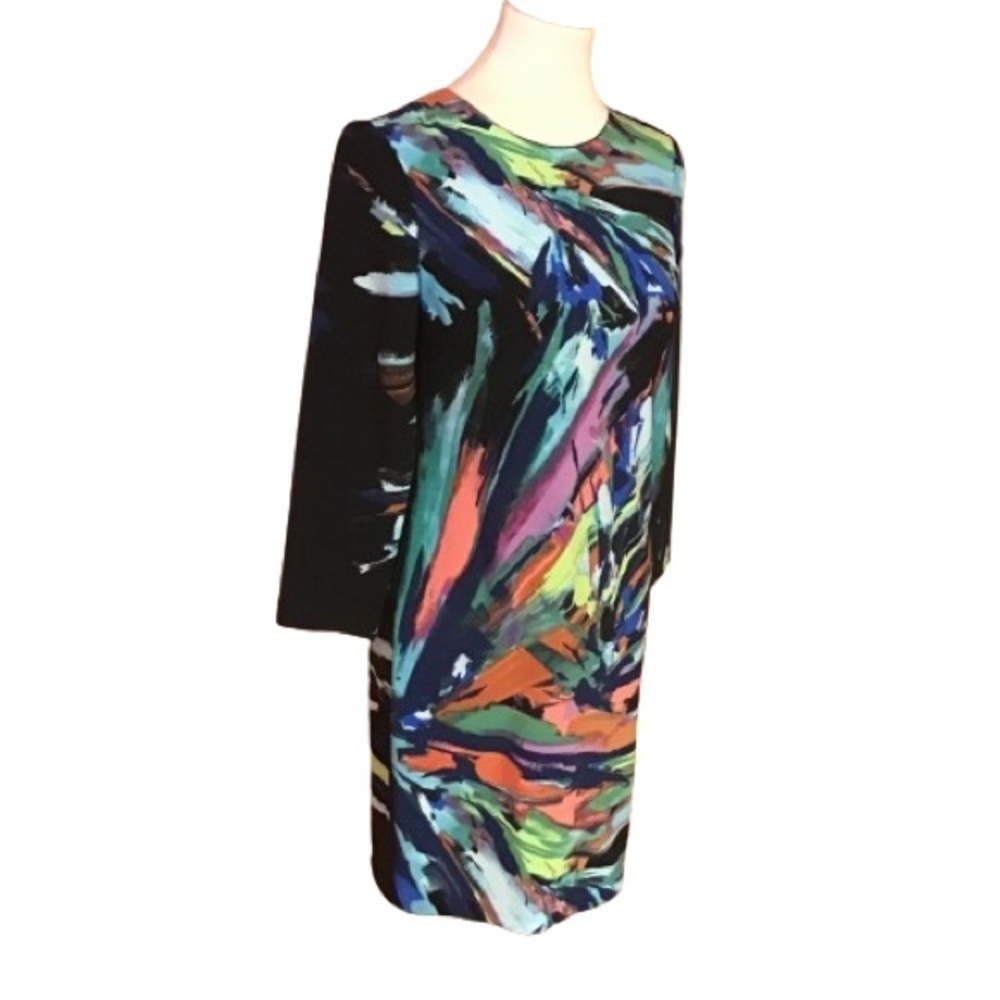 Maia Colorful Abstract Art Midi Dress